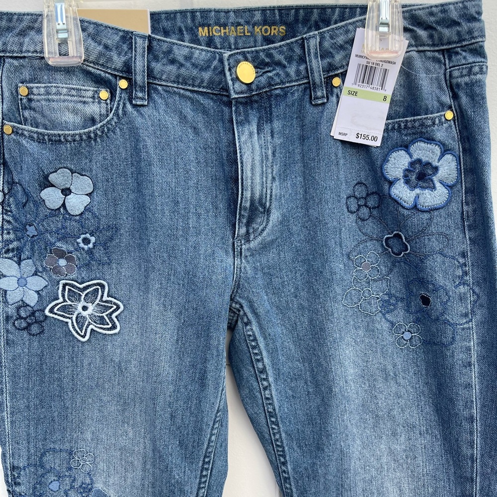 Michael Kors Embroidered Jeans~NWT~Relaxed Jean~Size 8